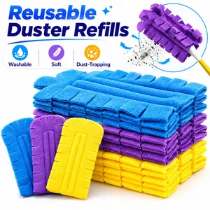 Soft Microfiber Duster Set, 1 Duster Handle + 5 Reusable Washable Electrostatic Refills, 360° Cleaning Pad for Home, Car Use