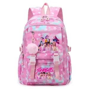 1pc Backpack solid color women's backpack kpop witch hunting group star print zipper closure Trendy backpack fashionable and versatile casual trend suitable for students going to school, campus, going out to work, traveling women's backpack