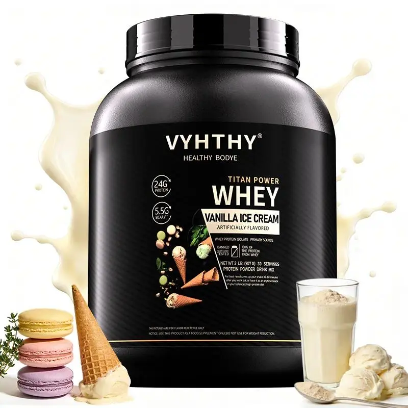 VYHTHY Whey Protein Powder - Vanilla Flavor, Instant Mix, 24g Protein, 3.5g BCAAs, Sugar-Free, High-Quality Isolate & Concentrate Blend, Muscle Health Support & Fitness Recovery Aid, Instant Mix Protein Supplements,travel essentials