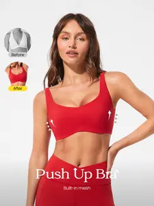 GLOWMODE FeatherFit-Sculpt Push-Up Compressive Built-In Mesh Straps Sports Bra & BBL Legging Set