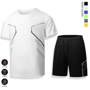 Men’s summer casual two-piece set featuring a short-sleeve top and shorts—minimalist and stylish for outdoor sports and commuting; also suitable for home wear and gatherings; ideal as a gift.