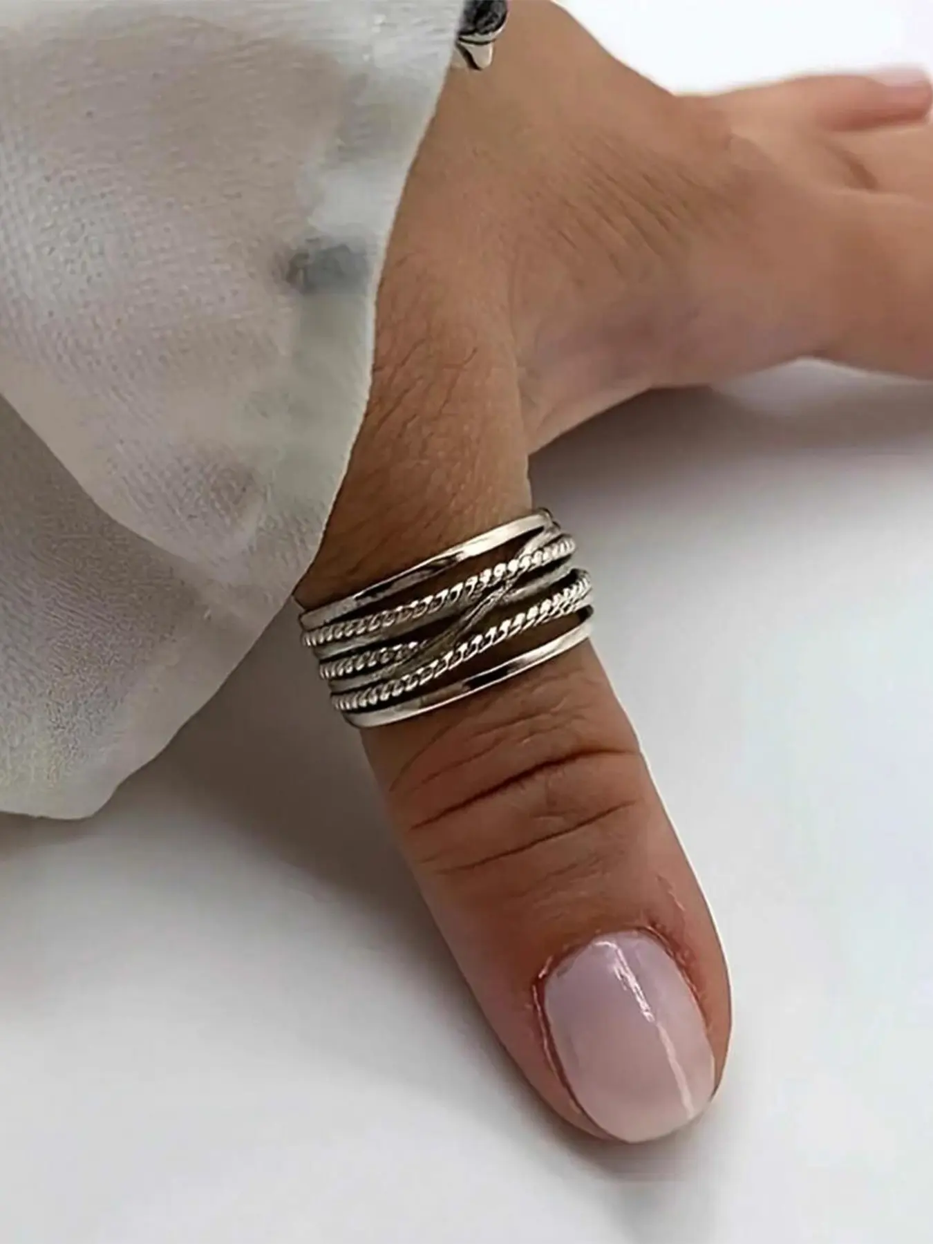 Boho Style Layered Ring Set, Exquisite Adjustable Knitted Design, Perfect for Everyday Wear & Stylish, Ideal Gift for Her