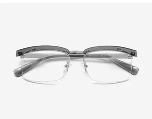 Vintage men’s square non-prescription glasses frame, Tom Hardy–style, blue light blocking