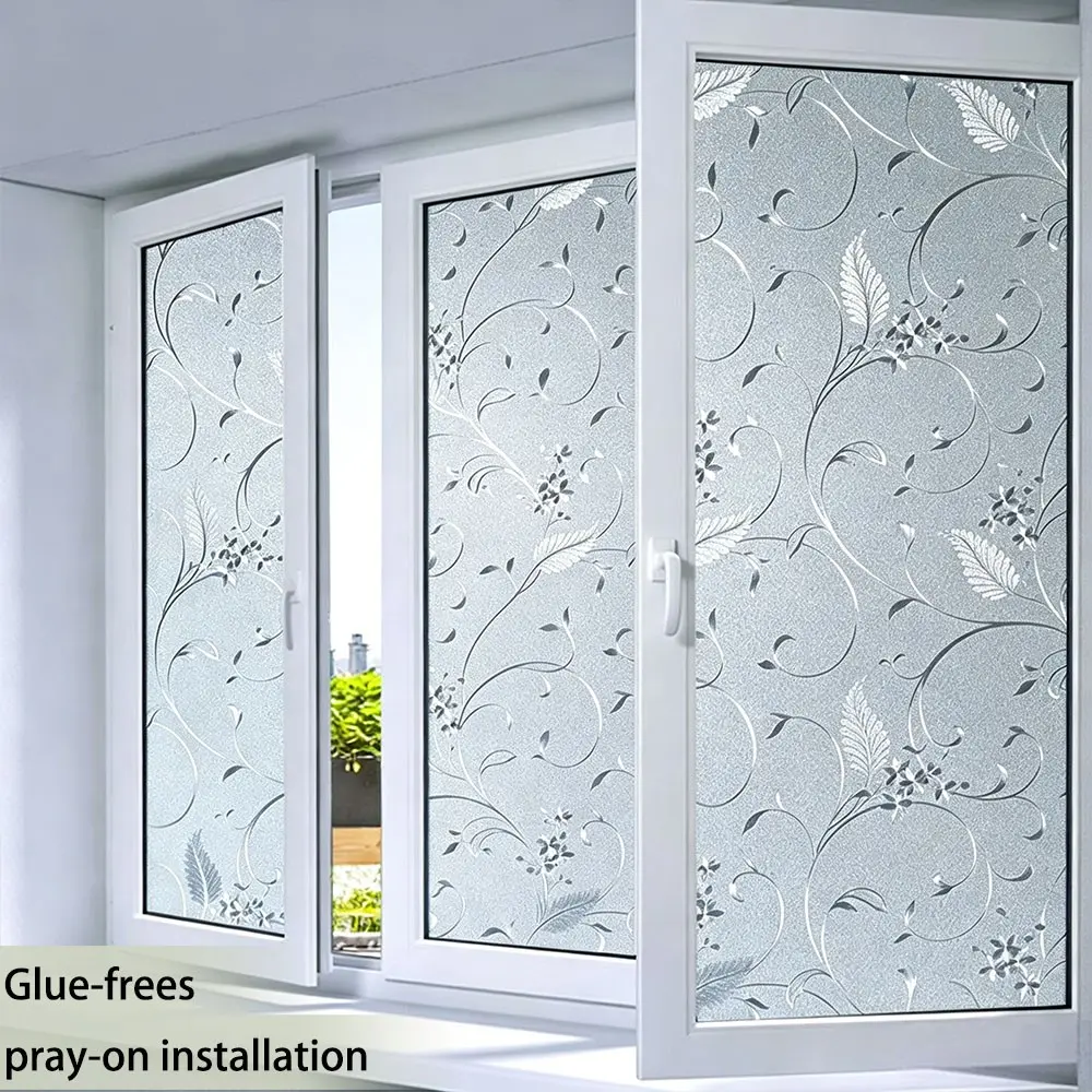 Privacy Window Film Roll, PVC Static Adhesive No Glue, Easy Peel and Stick Installation, Office and Living Room Decor, Glass Sticker