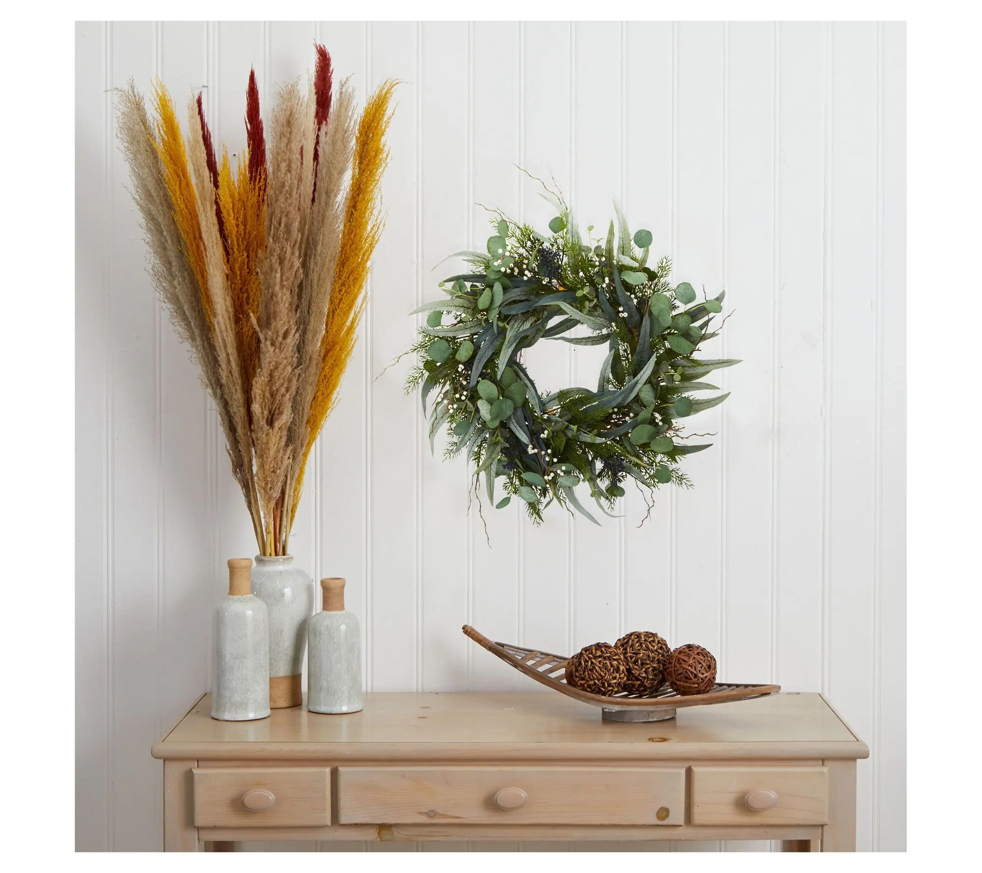 Nearly Natural 24" Eucalyptus and Mixed Greens Wreath