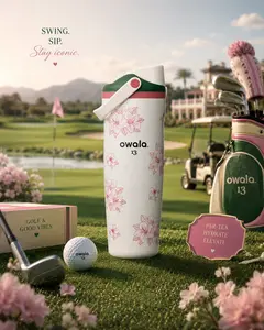 Owala Zalea 13 30OZ Golf Edition Insulated Water Bottle, Floral Pink Golf Aesthetic Cup