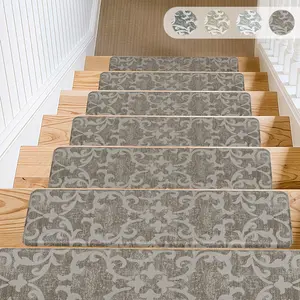 8 x 30 Inch Vintage PVC Stair Treads Non Slip Washable Foam Stair Pads Tape Free Anti Static Dirt Proof Soft Cushioned Stair Carpet Safe for Kids Elderly Pets Durable Area Rugs Durable Decorative Mat