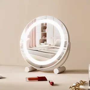 fathersdaygift VEVOR 12 Vanity Mirror With Lights, LED Makeup Mirror 3 Color Lighting Modes, with 5X Magnification Mirror, Smart Touch Control, 360Rotation, Round Lighted Makeup Mirror for Bedroom Tabletop (White)