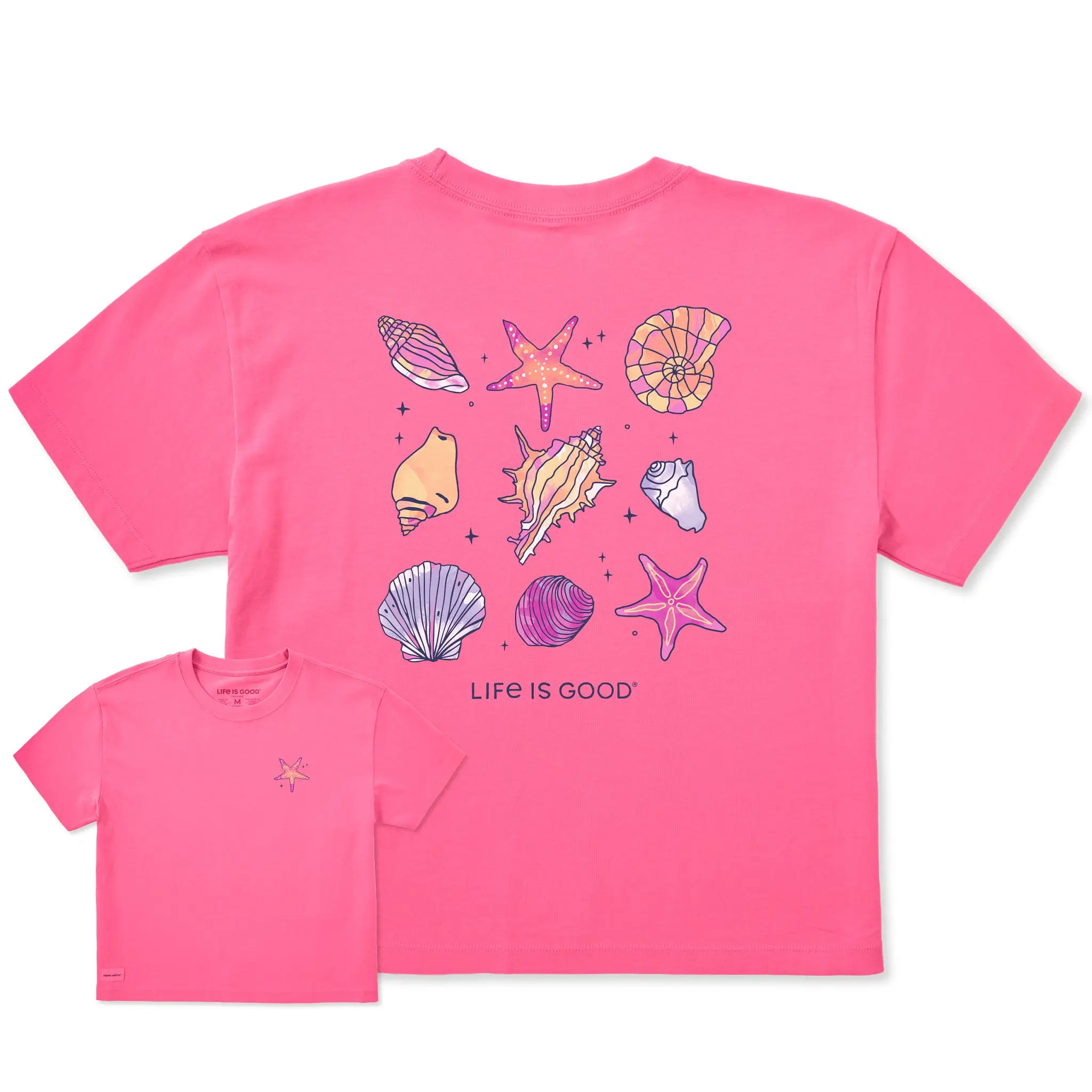 Women's Seashell Grid Short Sleeve Crusher Boxy Tee