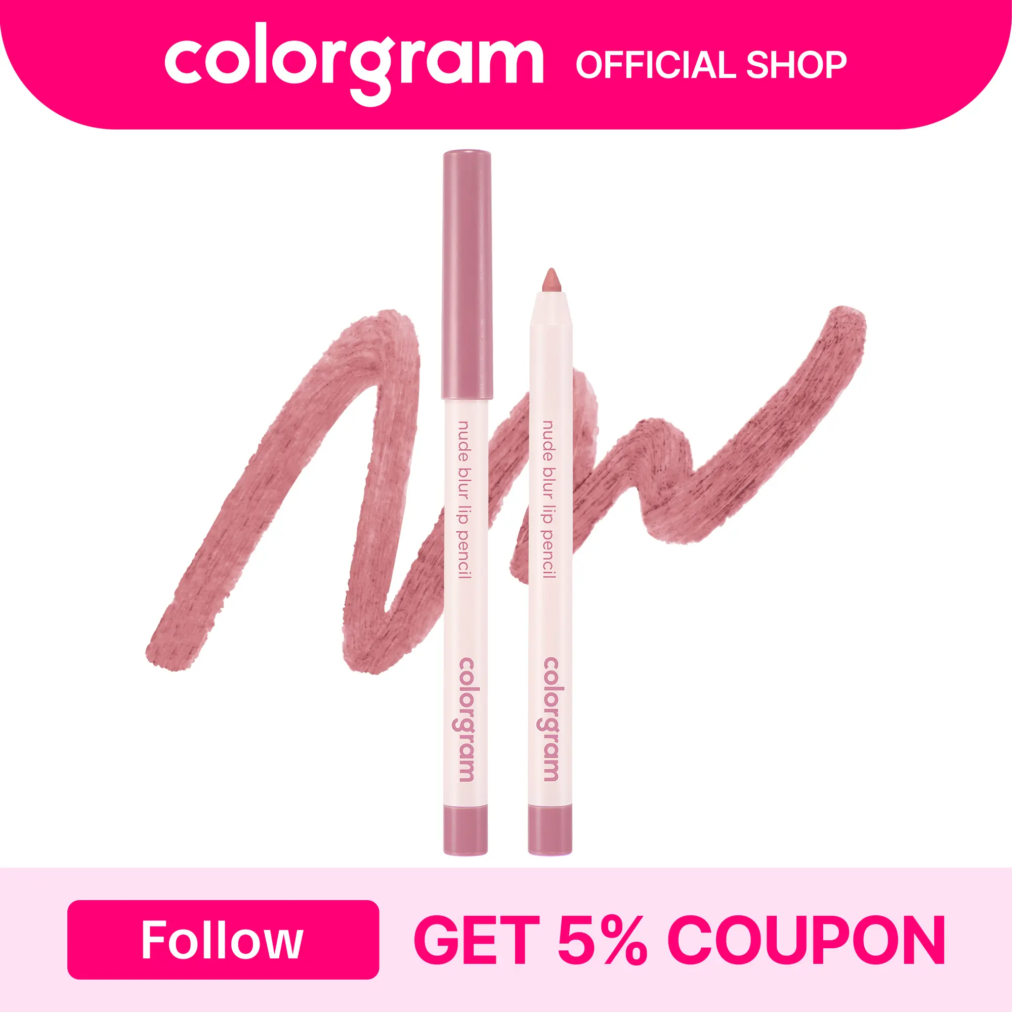 [NEW] COLORGRAM NUDE BLUR LIP PENCIL | Soft Blurring Lip Liner for Seamless Overlining & Naturally Plumped Lips | Korean Lip Makeup
