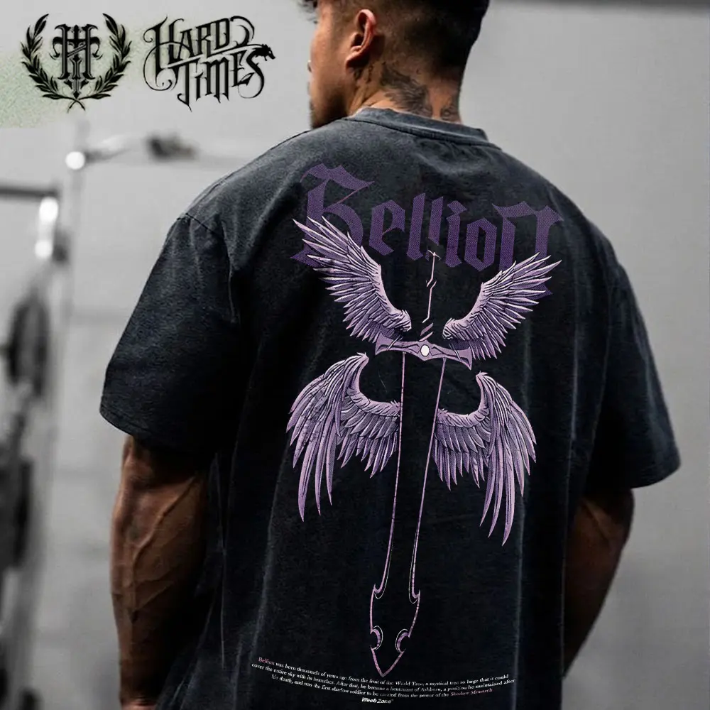 HardTimesClothing - Belion Solo Leveling Retro Vintage Cotton Oversized Streetwear Tee, Y2K Gothic Grage Washed Anime Graphic T-Shirt 10phic Shirt, Acid Wash Heavyweight Cotton Unisex Gift