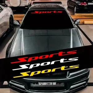 sports front and rear windshield decals, reflective sunshade decals with lettering, racing decals