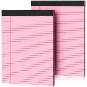 2 Pcs 8.5 x 11 Pink Legal Pads Micro Perforated Wide Ruled Lined Notepads 30 Sheets Notebook for Study To-Do Lists Office