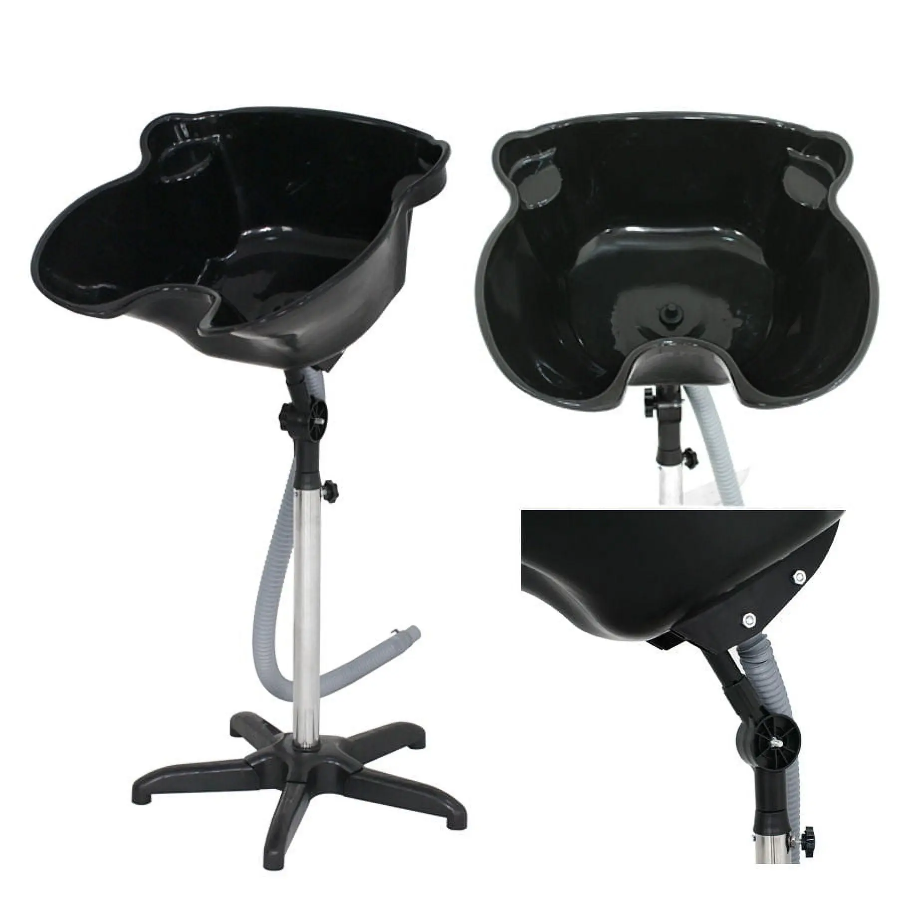 Segawe PP Height-Adjustable Shampoo Basin Sink - Extra-Large Capacity, Sturdy Base (20" Diameter), Bowl Dimensions 19"x15"-20"x10", Durable Salon Styling Tool for Barber Backwash Chair, Commercial Salon Furniture with Assembly Instructions