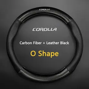 38CM Carbon Fiber Car Steering Wheel Cover Breathable Anti Slip Cover Ergonomic Shape Car Accessories Universal Fit For Toyota chr Corolla Camry rav4 Yaris hilux prius avensis auris Pr