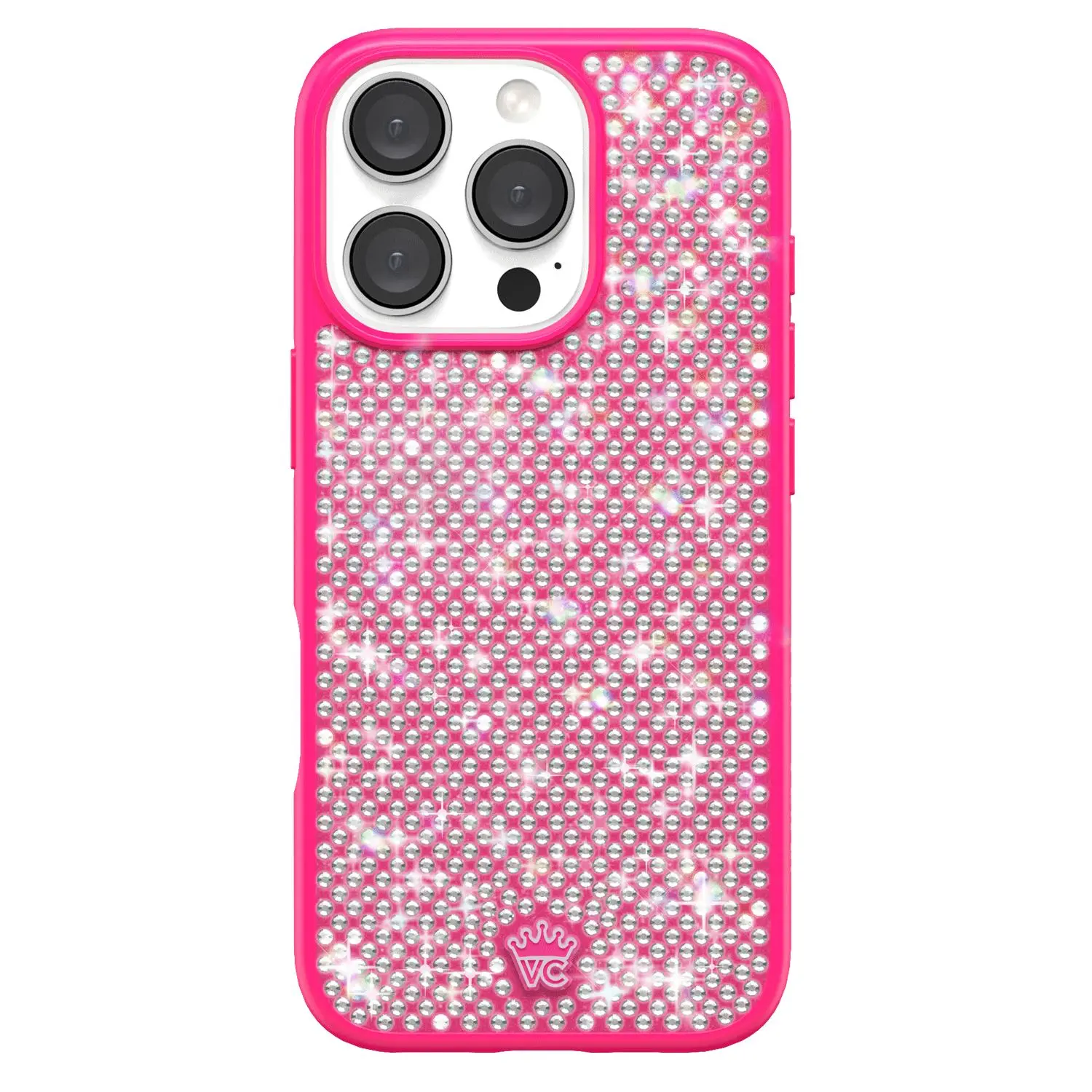 Velvet Caviar Hot Pink 600+ Crystals iPhone Case - Cute, Trendy, Shockproof Protective Casing with Girly Aesthetic Design, Party Shine, Smartphone, Cellphone, Cute Phone Accessories