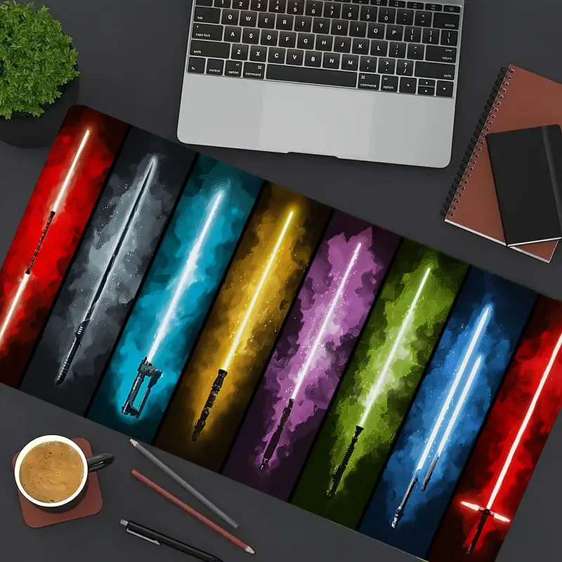 1pc Gaming Items, Space Warrior Computer Mouse Pad for Desk Keyboard Gaming Mousepad Galactic Saber Extended Large Desk Mat With Stitched Edge Non-Slip Polyester Rubber Base Desk Accessories for Home Office Decor Pads 35.4x15.7 Inch Gift for Men Women