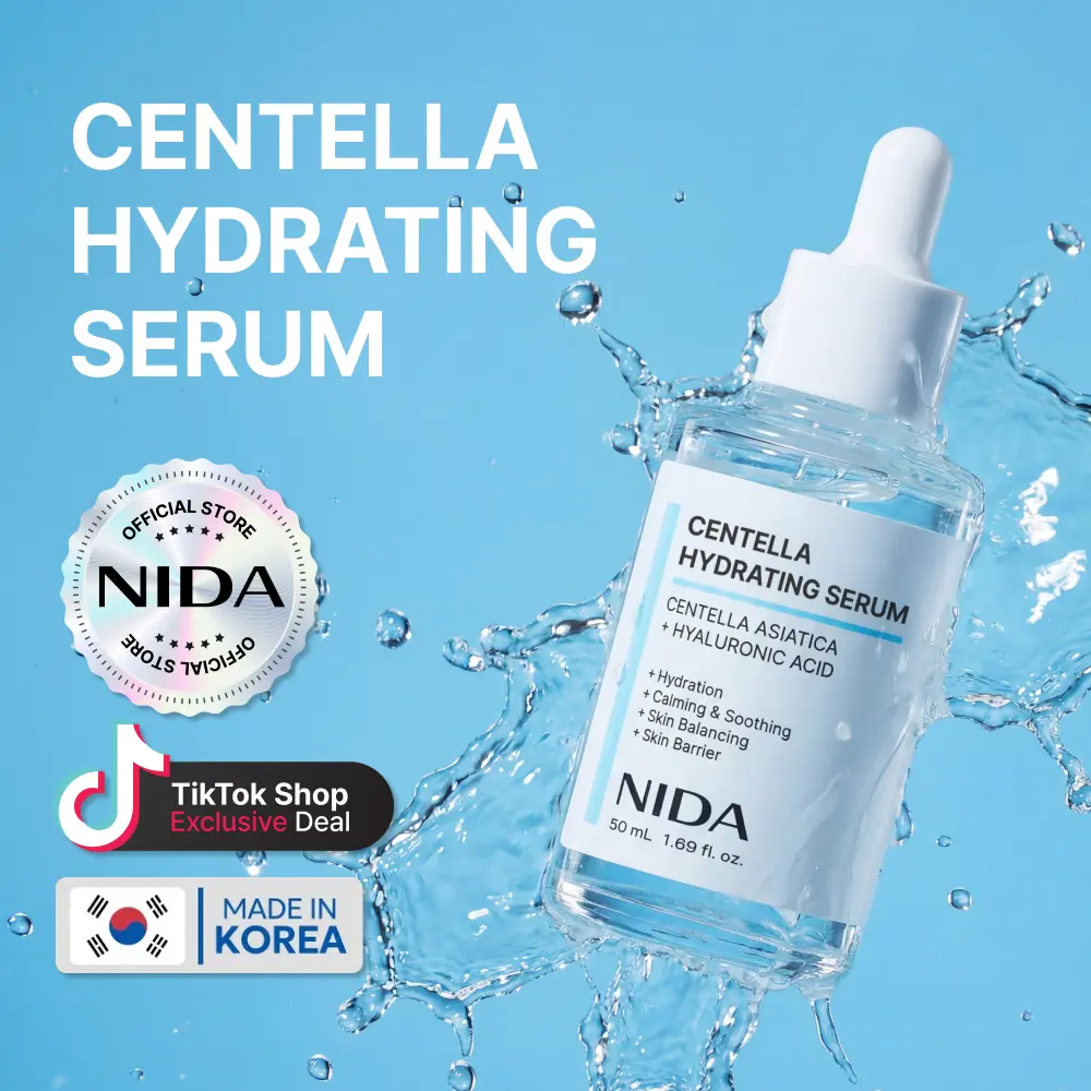 NIDA Centella CICA-HYAL Hydrating Serum Hyaluronic Acid Niacinamide Calming Soothing Moisturizing Sensitive Moisture Hydrate Dewy Skin Repair