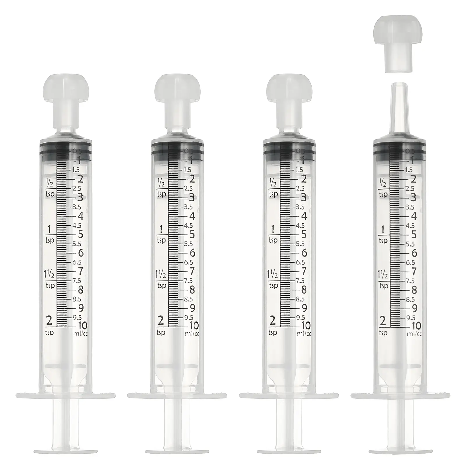 PETAXCELL Feeding Syringes with Cap, Plastic Syringes for Liquid Pet Feeding Measuring Tool No Needle 10ml 4pcs, Intended for Dog / Cat / Rabbits / Small Animal / Scientific Lab