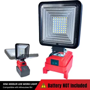 Cordless LED Work Light for Milwaukee 18v Battery 30w 4000lumens Portable with 2 USB Ports for Workshop Outdoor Emergencies No Battery Included wide beam flood light Dual