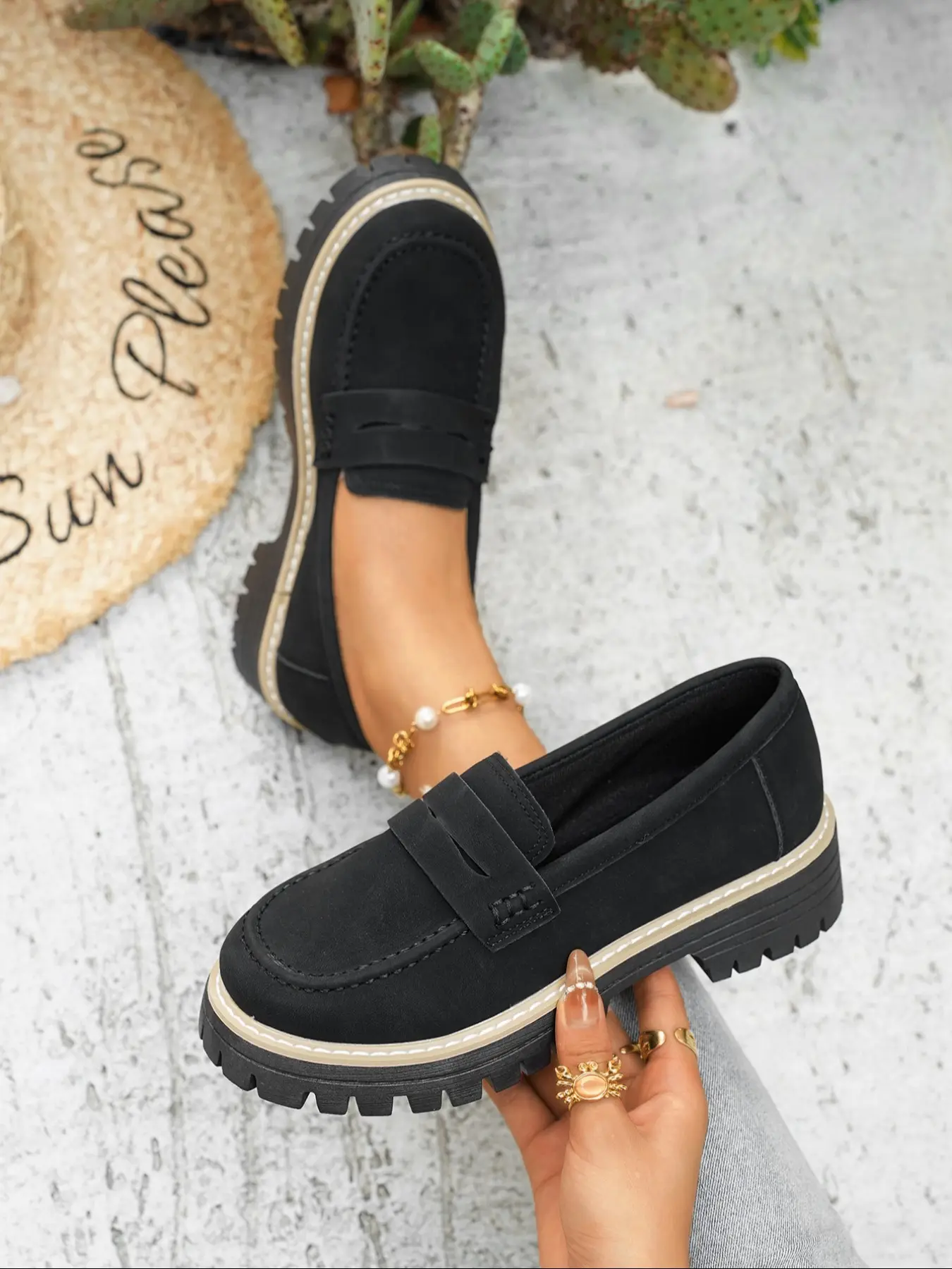 Women's Casual Round Toe Loafers, Affordable Loafers, PU Leather Low Top Slip-On Shoes, Breathable Rubber Sole, All Season Fashion Footwear, Casual Flats, Summer Flats
