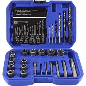 26 count Damaged Screw & Bolt Extractor Set,Stripped Broken Bolt Remover Kit with Left-Hand Cobalt Drill Bits, Easy-Out Screw Extractor, for Removing Rusted, Seized, Broken Nuts and