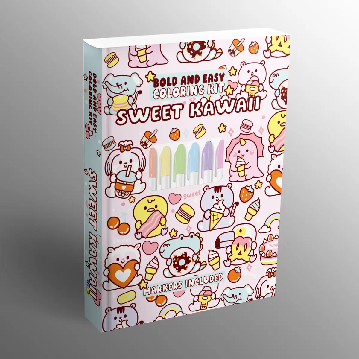 Bright Coloring Kit Book - Sweet Kawaii Bold Office Art Supplies for Adults, Easy-to-Use for Relaxation, Art Crafting, Art Coloring Book