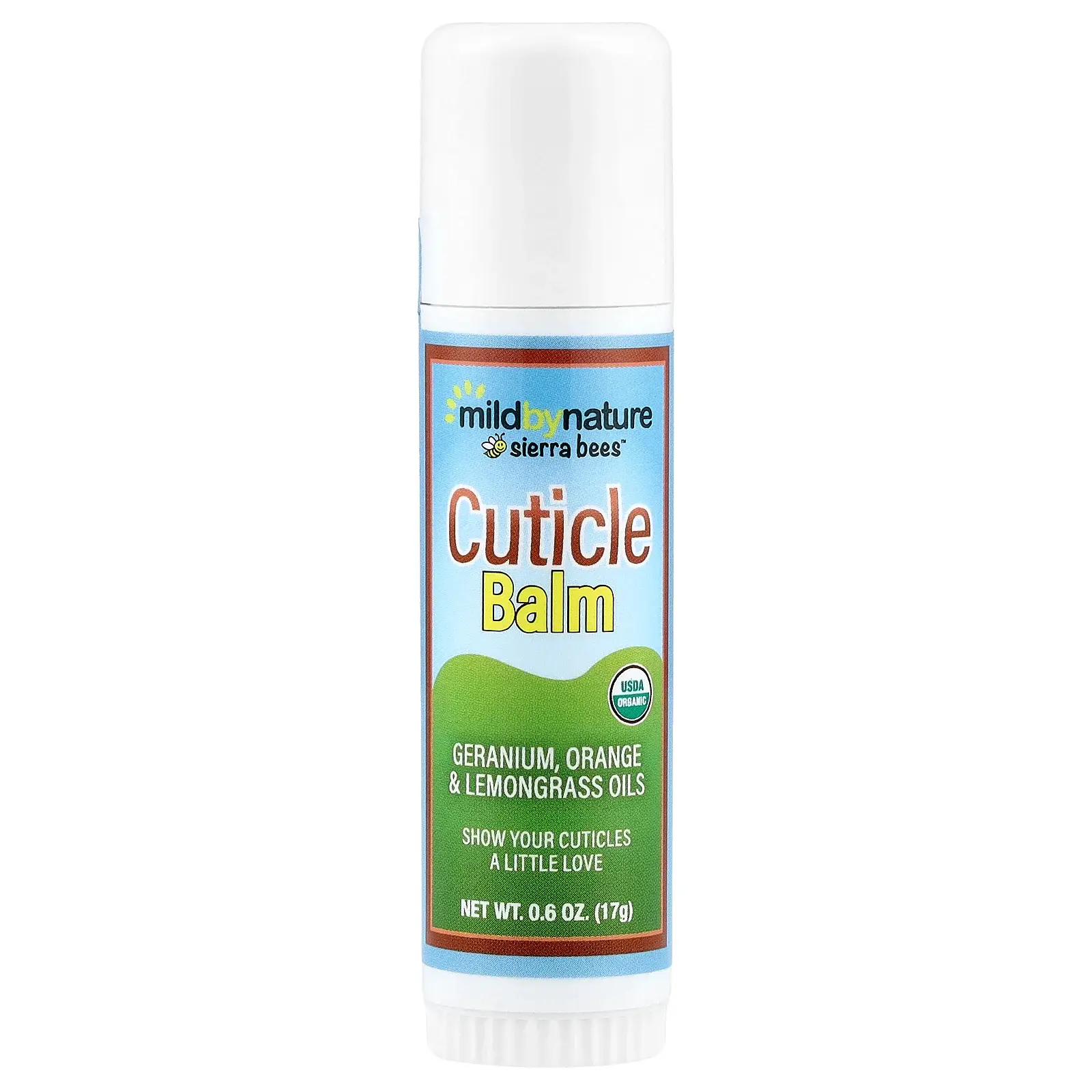 Mild By Nature Sierra Bees™, Cuticle Care Balm Stick, Geranium, Orange & Lemongrass, 0.6 oz (17 g)