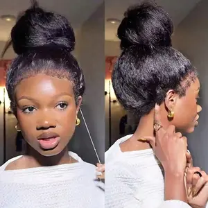 【NEW IN】FORGIRLFOREVER Kinky Straight Lace Frontal Wig Invisi-Drawstring Bleached Knots 360 Wear Go Glueless Wig Pre-Cut HD Lace Human Hair Wigs