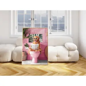 Bathroom Golden Retriever Reading on Toilet Print, Funny Dog Print, Bathroom Decor, Toilet Wall Art  Bathroom Wall Art Golden Retriever Mom