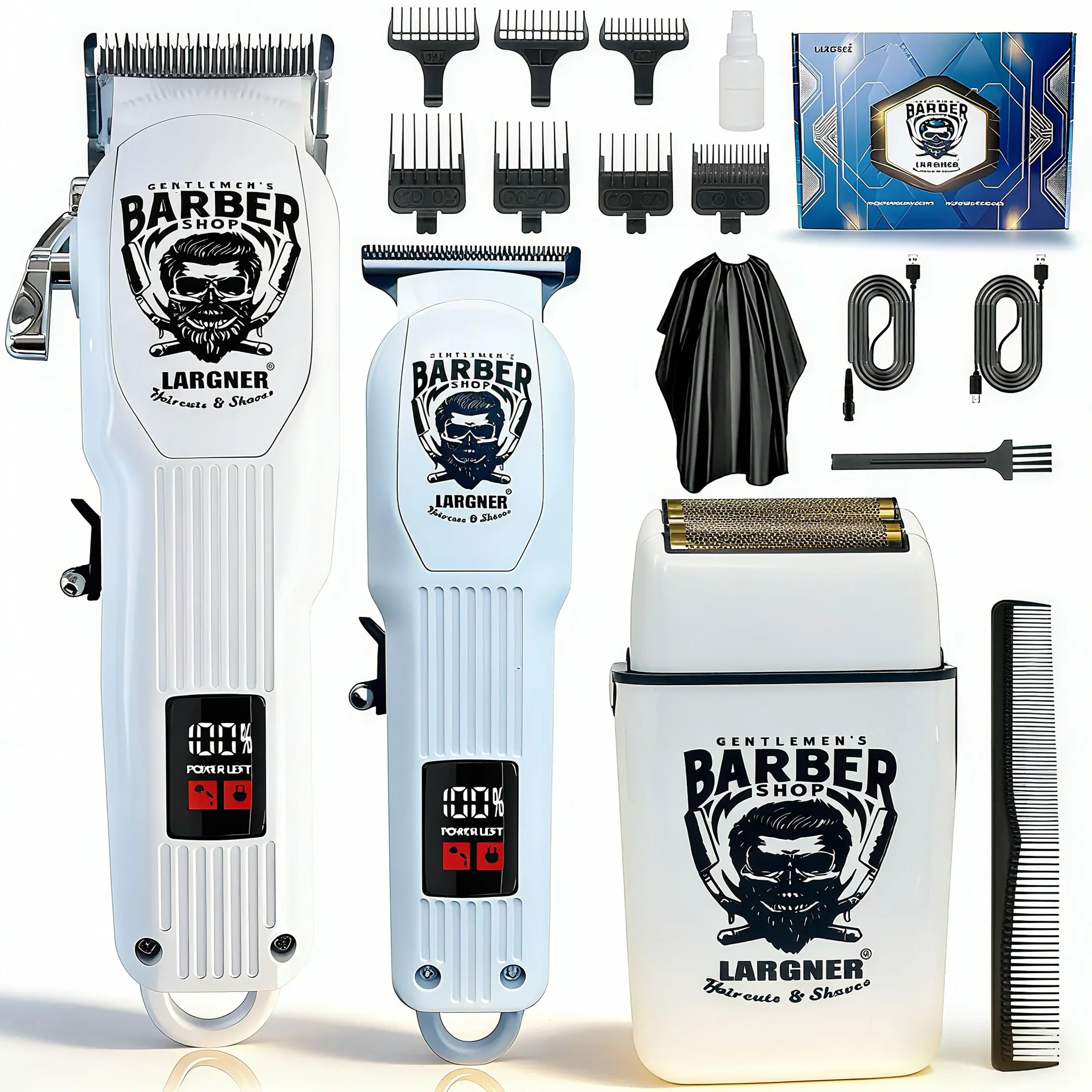 Professional Cordless Hair Clipper, 1 Box Beard Cutting Kit Electric Foil Shavers Razor & Beard Hair Trimmer Kit, Barber Clippers Set, Rechargeable Hair Cut Machine for Home, Barber, Haircut Kit