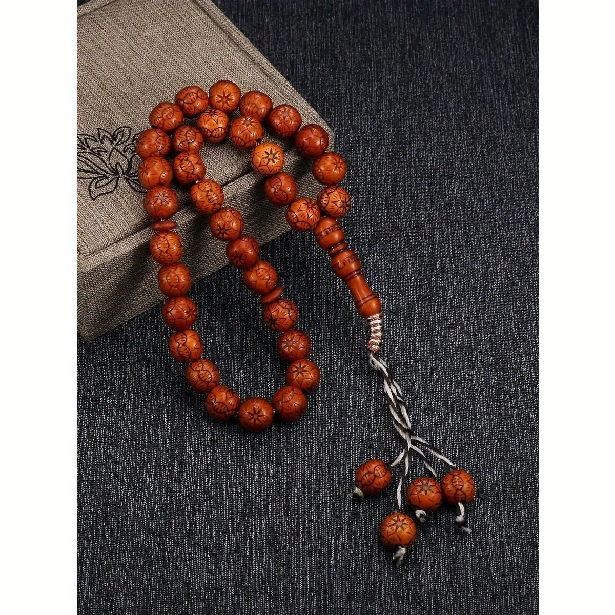 Women's Muslim Carved Acrylic Tasbih Beads Bangle - Stainless Steel Ethnic Islamic Prayer Bracelet, Worship Jewelry, Ramadan Gift