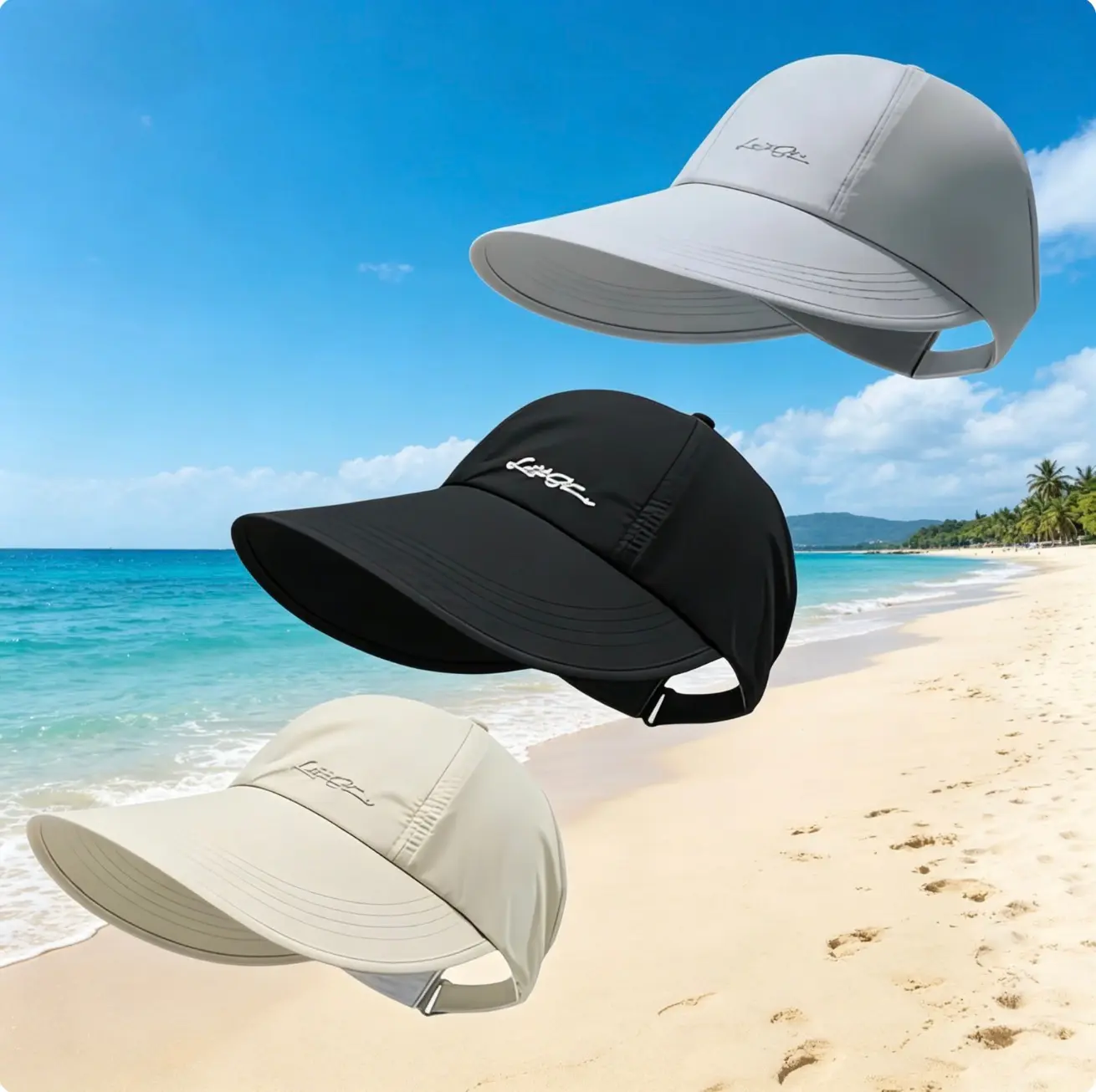 3-Pack Sports Outdoor Hats, Summer Sun-Protective Wide Brim Baseball Caps, Lightweight, Adjustable Velcro Closure, Elastic Design, All-Season Party Gift