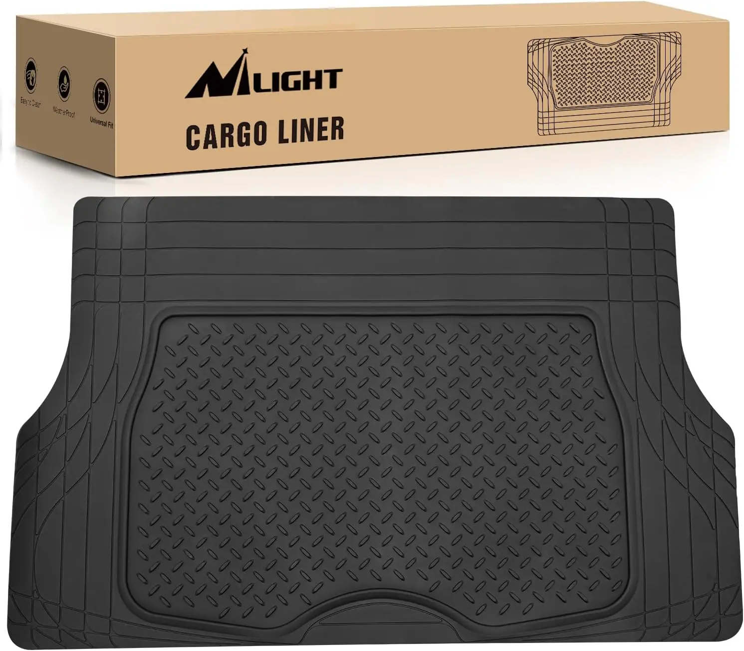Nilight Rubber Cargo Liners - Car Floor Mat, Heavy-Duty Automotive Accessory for Cars, Trucks, SUVs, Universal Trim-Fit for Most Vehicles, All-Weather Protection, Heavy-Duty Mat, Car Accessories