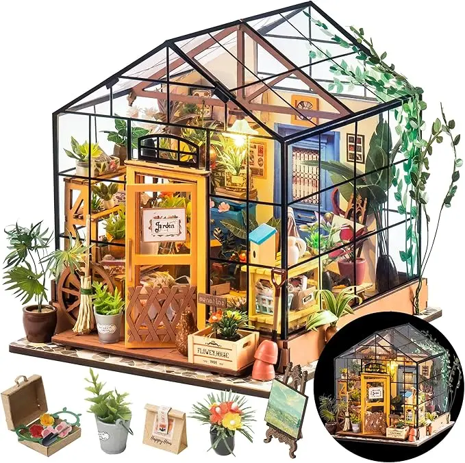 Rolife Cathy's Greenhouse Complete DIY Set, Building Kit with Furniture, DIY Building Model for Adults, Room Decor Gift for Family & Friends