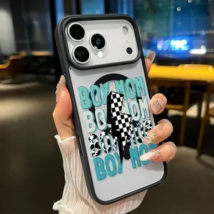 Magnetic Phone Case for iPhone 17 Pro Max 16 Plus 15 14 13 12 11 Air E Boy Mom Vibe Pattern Non-Yellowing Shockproof Soft Silicone Transparent Acrylic Cover Supports Wireless Charging.