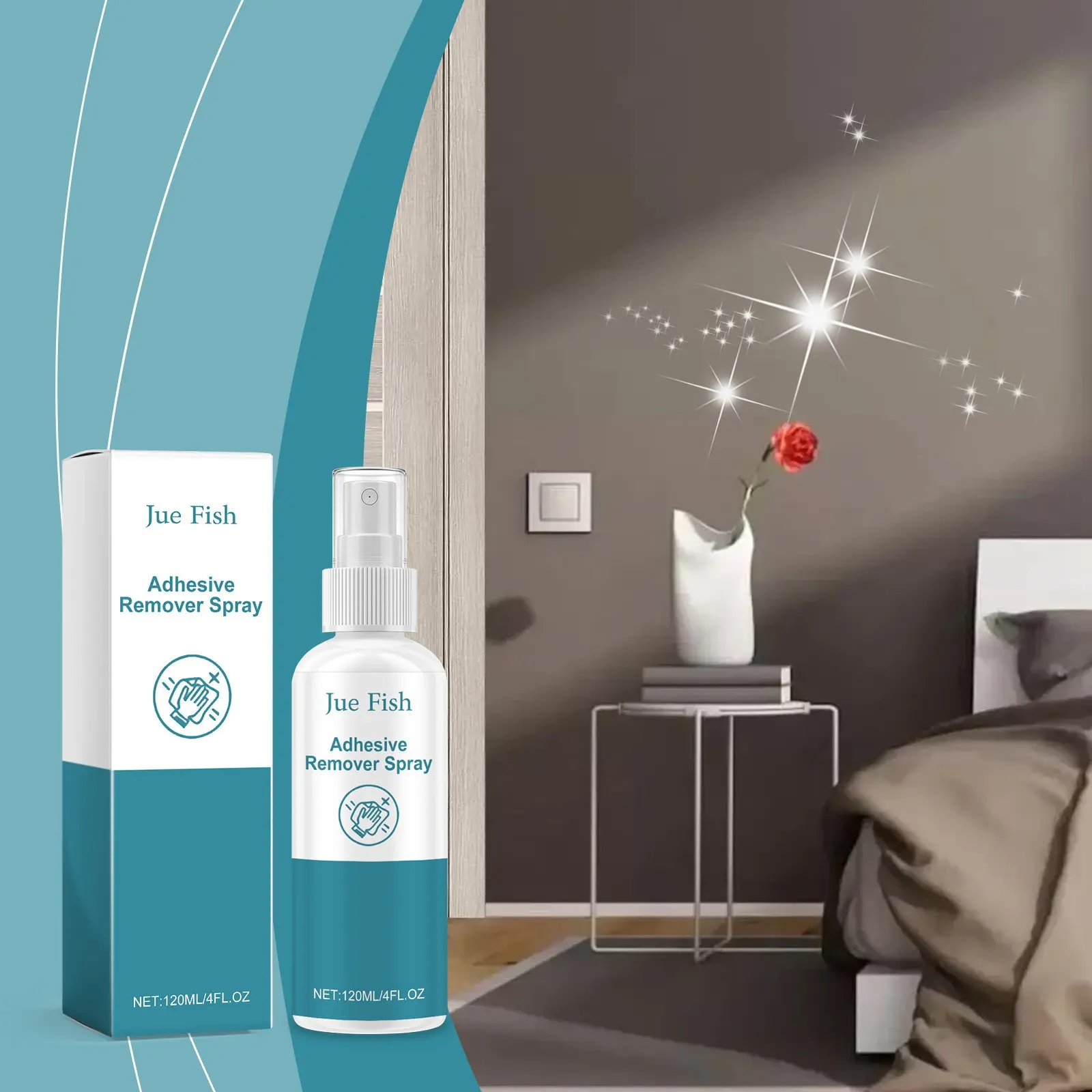 Gentle Adhesive Remover Spray for Home Use, Effective on Metal and Glass Surfaces, Residue-Free Cleaning Solution, Stain Remover Spray