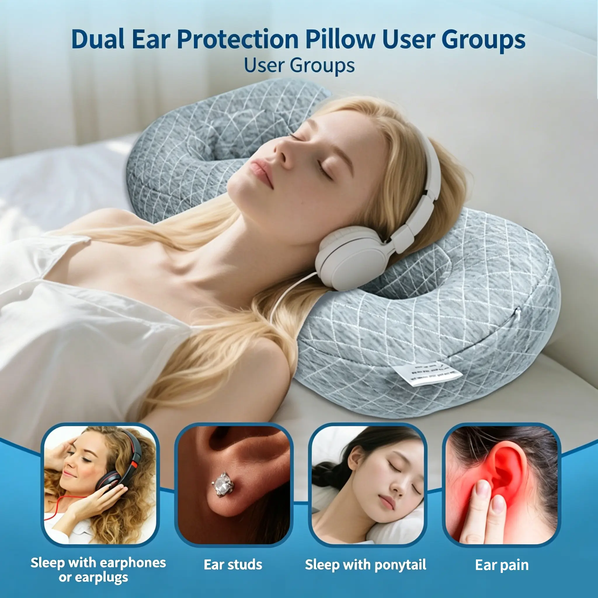 Unisex 8-Shape Hollow Piercing Pillow, Electric Inflatable Cervical Home Supply for Side Sleeping & Post-Piercing Pressure Relief