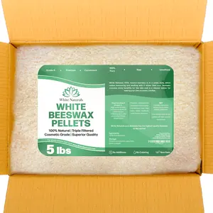 White Naturals Bulk White Beeswax Pellets 5 lb, Pure, Natural, Cosmetic Grade, Bees Wax Pastilles, Triple Filtered, Use For DIY Lip Balms, Lotions, Candles Body Care, Soap Making
