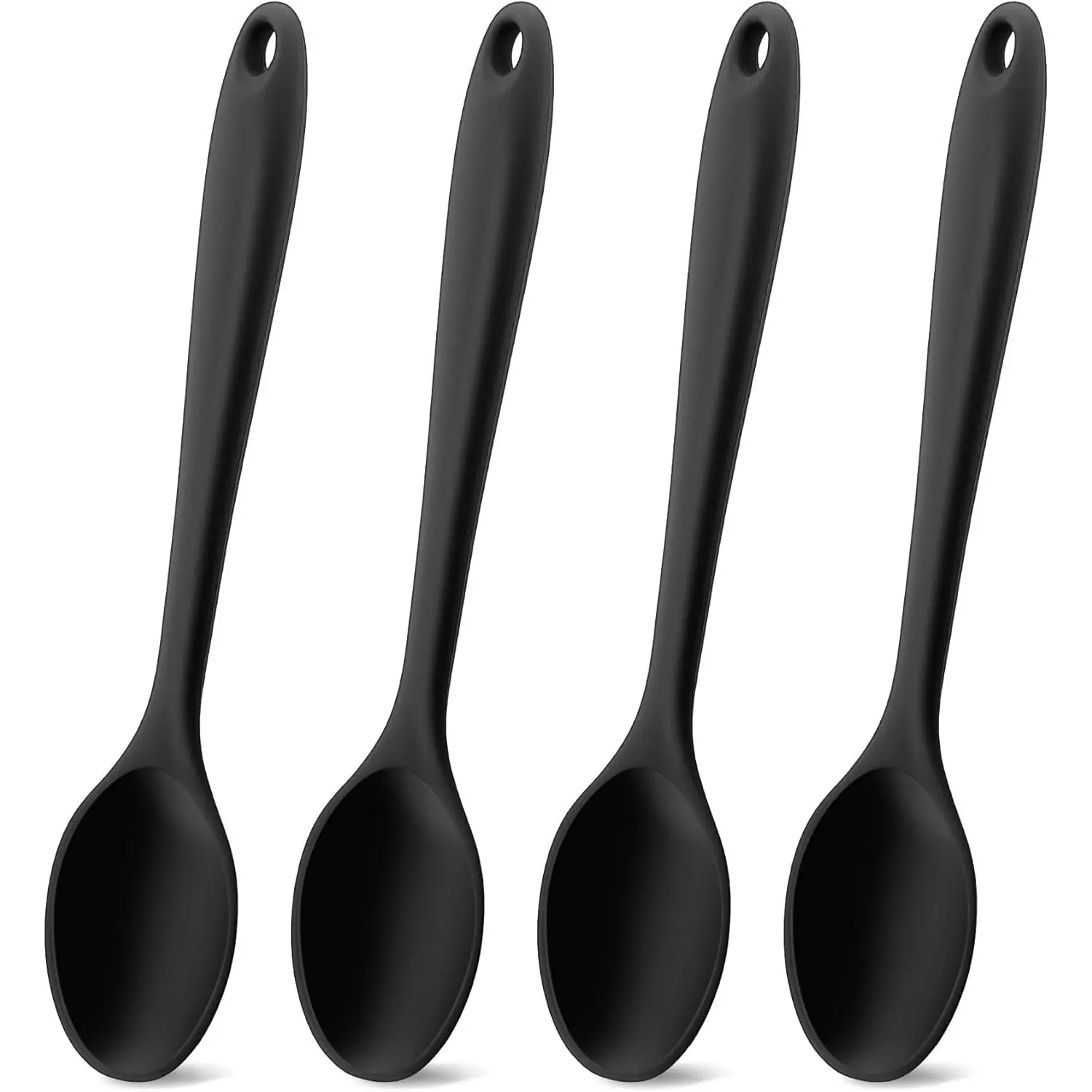 Spoons for Cooking, 4 count Large Serving Spoons 10.8" Nonstick Heat Resistant Cooking Spoons Utensils Mixing Kitchen Spoon for Cooking, Baking, Serving, Mixing and Stirring, Black