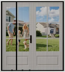 Magnetic Screen Door Left/Right Opening Fits Door Size 60"x80" Screen Size 62" x 81" Heavy Duty Thicker Reinforced Mesh Keep Bugs Out