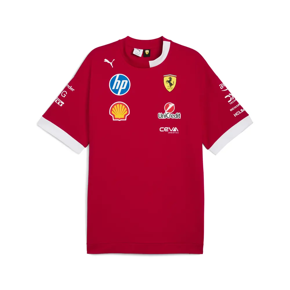 PUMA Mens Scuderia Ferrari Drivers Logo Crew Neck Short Sleeve Casual Tops Casual - Red