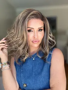 AISOM New Release Katie Sunkissed Glow Short Wave 12 Inches for Summer Low Density 120% 13x4 Free Part Synthetic Lace Front Wig for Women