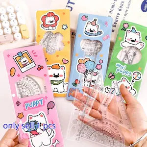 Elementary School Ruler Set, Cartoon Straight Edge Triangle Board Kit, Four-Piece Stationery Gift, Student Supplies