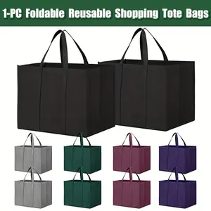 1PC thick large capacity folding duffel bag tote bag reusable grocery shopping bag, large tote bag, long handle for shopping grocery clothes, Reusable Grocery Bags