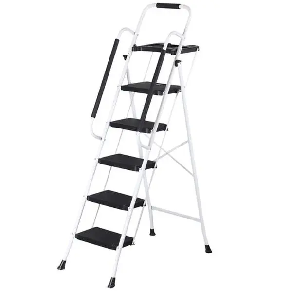 5/4/3 Step Ladder Folding Steel Step Stoo w/Non-Slip Wide Pedal and Tool Tray,summerwins
