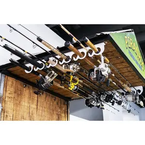 Piranha Ceiling and Vertical Wall Mount Fishing Rod Rack (Large)