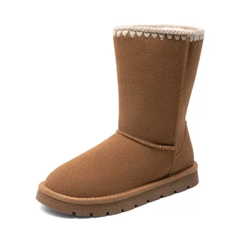 Dream Pairs Women's Classic Chic Suede Leather Pull-On Snow Boots - Durable, Slip-Resistant, Warm Shoes for Women with Indoor-Outdoor Use