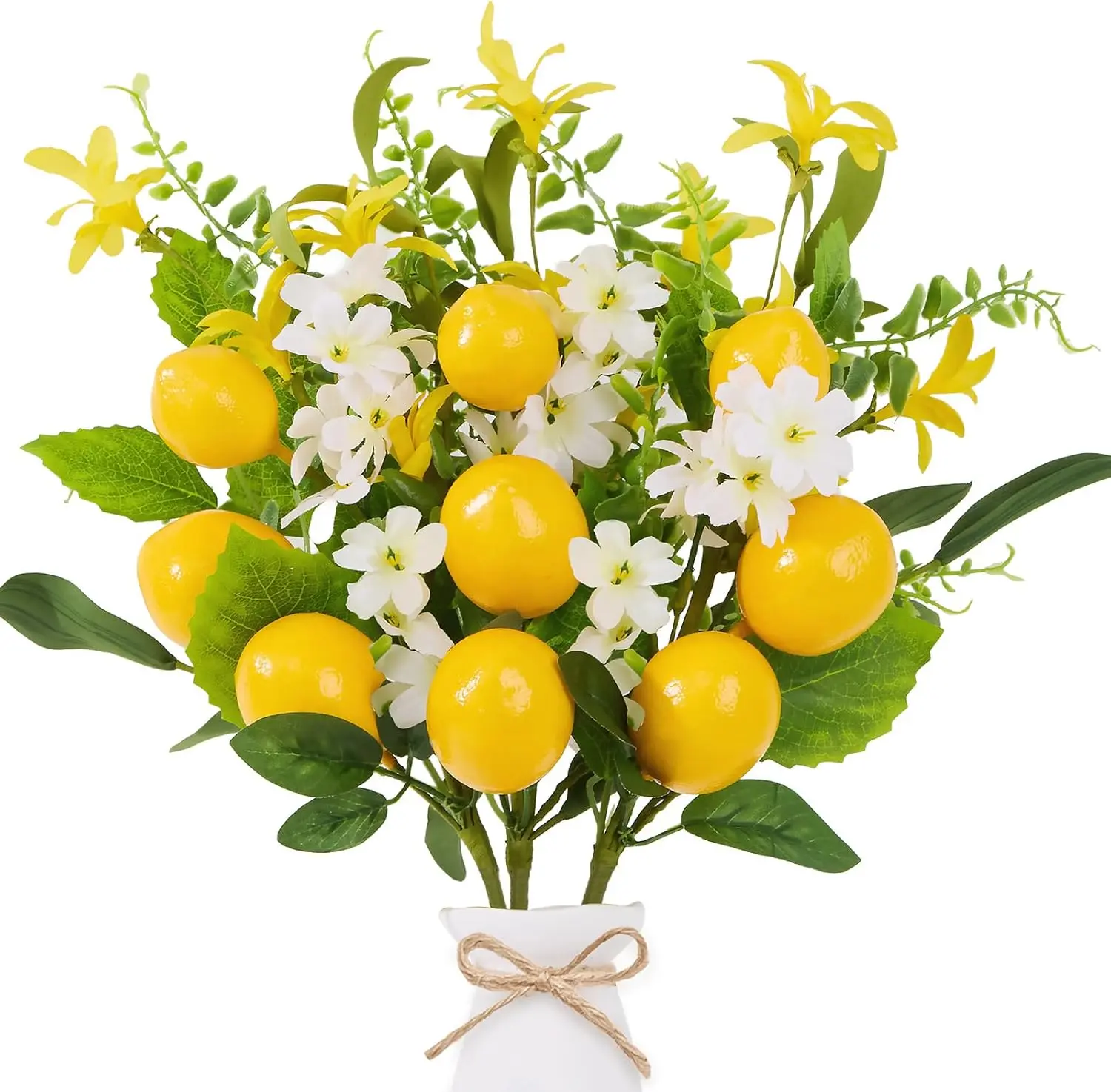 3 PCS Artificial Lemon Picks - Fake Lemon Branches Summer Decor for Home Kitchen, Party Table Centerpiece