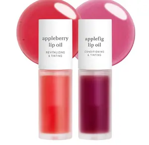 NOONI Korean Lip Oil Set - Appleberry & Applefig | Long-Lasting, Moisturizing, Plumping, Revitalizing for Dry Lips, Waterproof, No Peel Off, Stocking Stuffers, lip plumper 0.12 FL Oz x 2ea